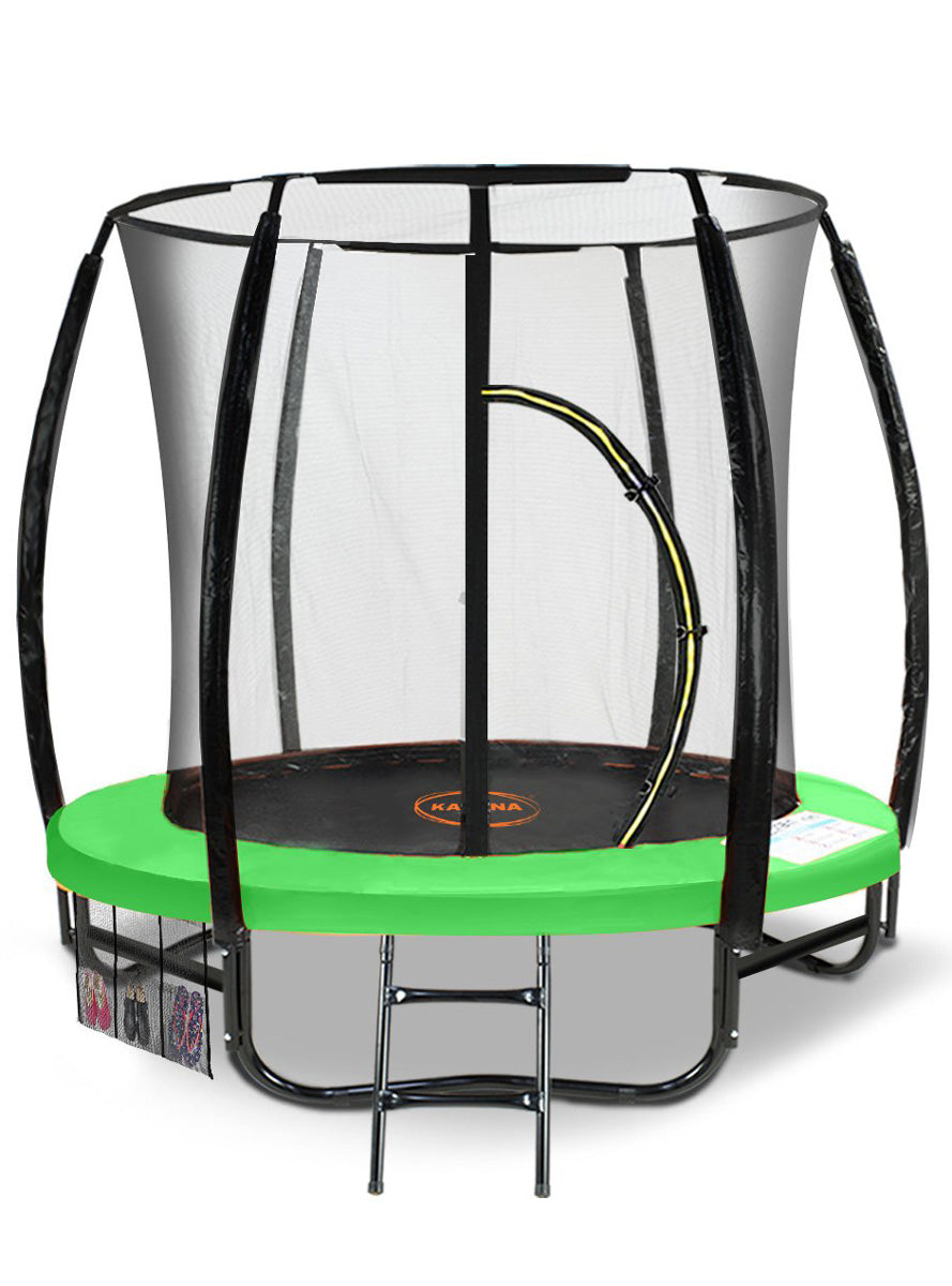 Kahuna classic 6ft round trampoline with green padding and safety net - main image