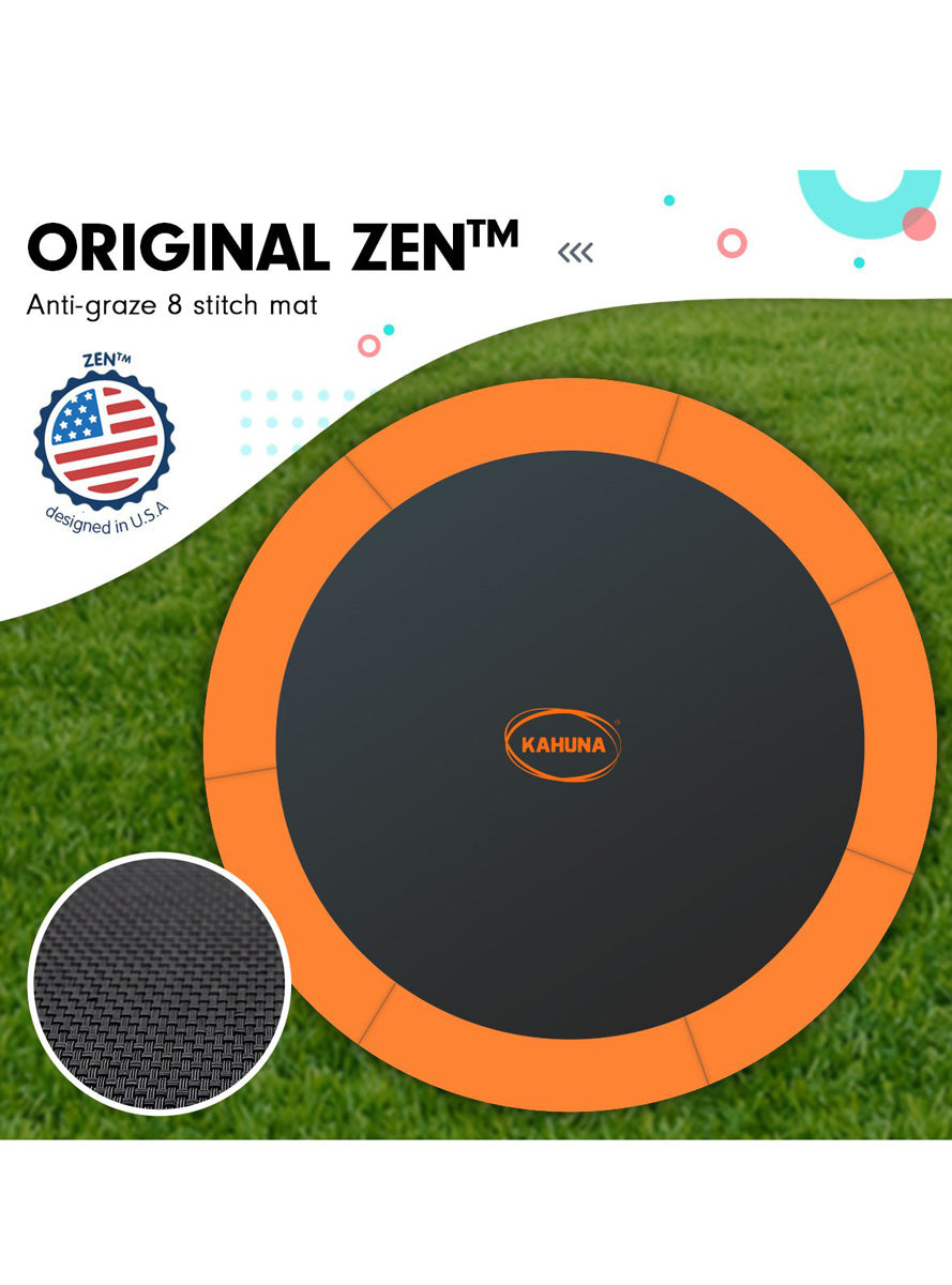 Kahuna classic 6ft round trampoline with orange padding and safety net - info image 2