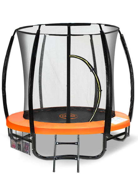Kahuna classic 6ft round trampoline with orange padding and safety net - main image