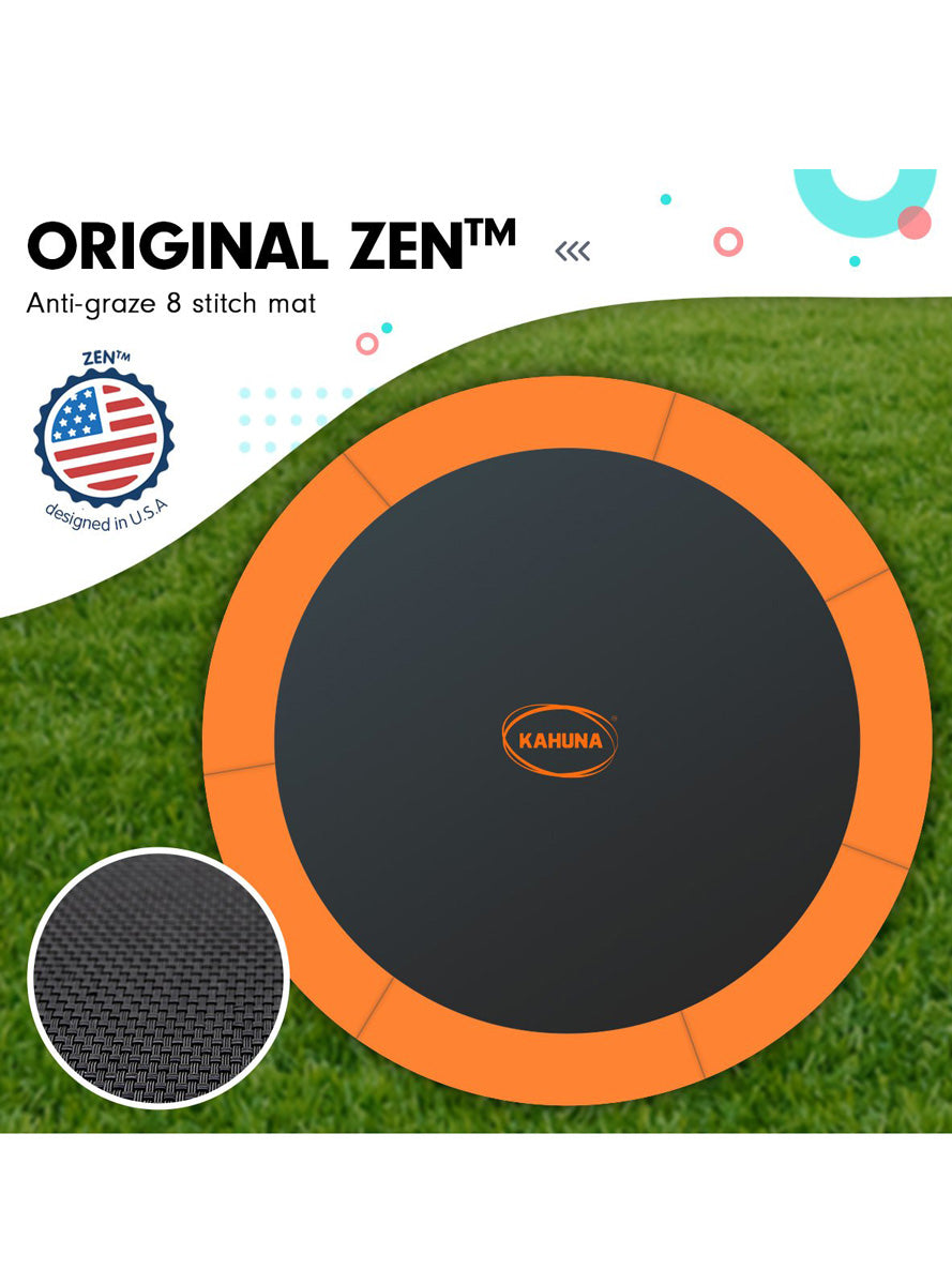 Kahuna classic 6ft round trampoline with orange padding, basketball hoop and safety net - info image 3