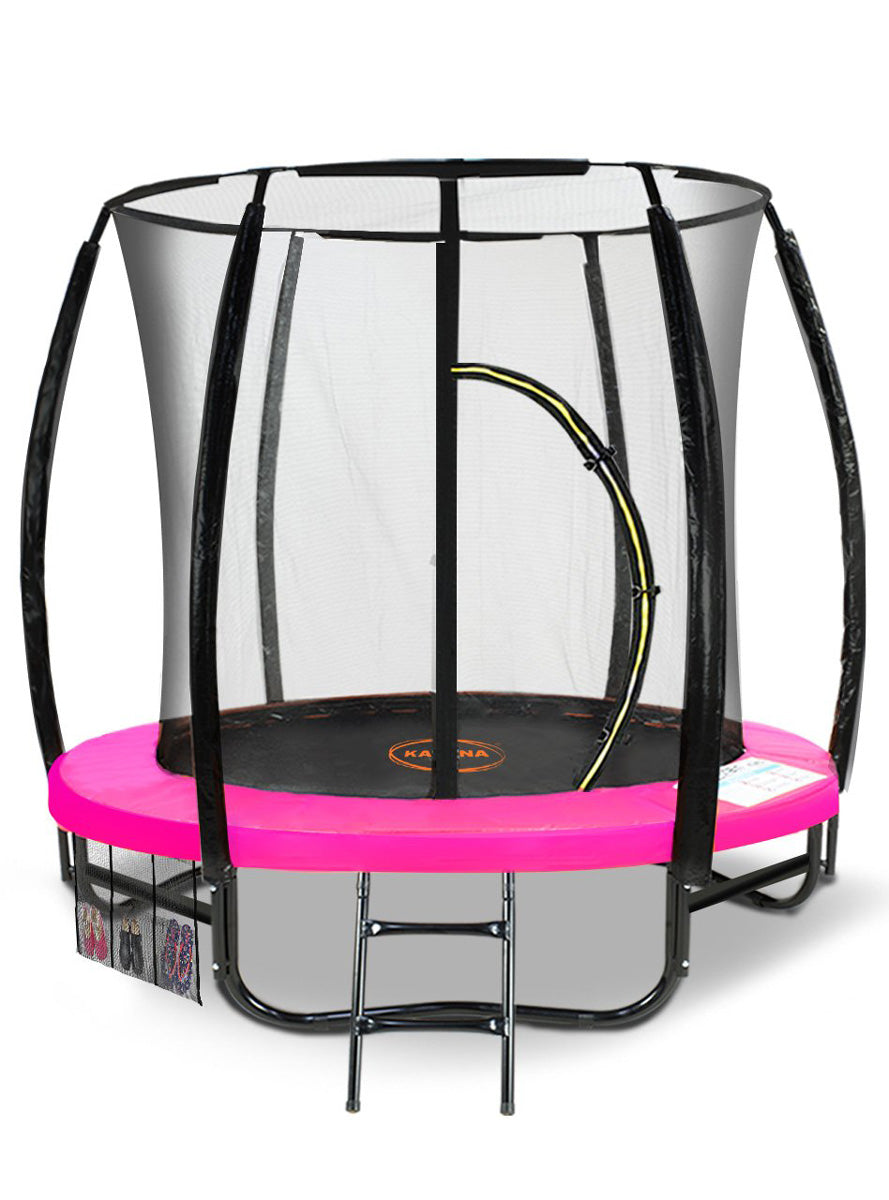 Kahuna classic 6ft round trampoline with pink padding and safety net - main image
