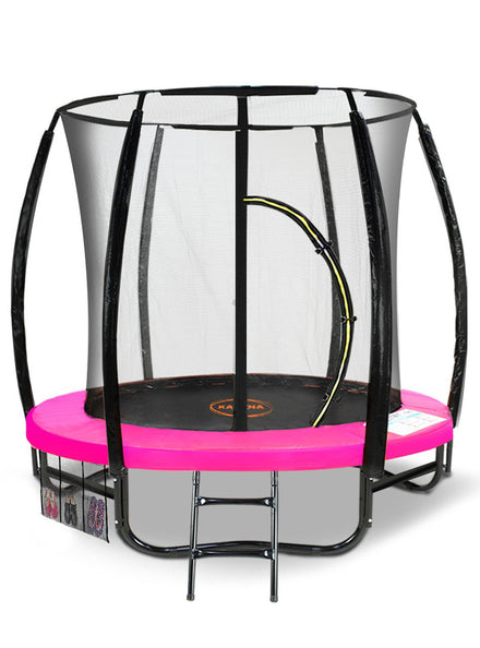 Kahuna classic 6ft round trampoline with pink padding and safety net - main image