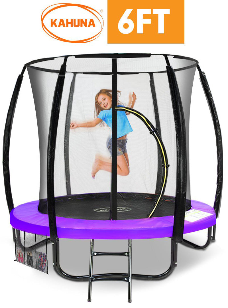 Kahuna classic 6ft round trampoline with purple padding and safety net - info image 4