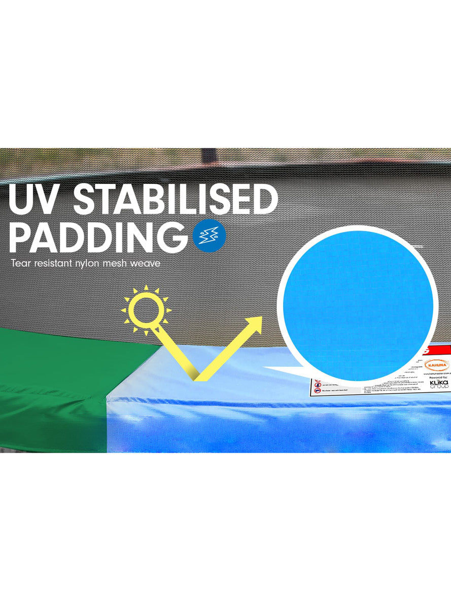 Kahuna classic 6ft round trampoline with rainbow padding and safety net - info image 6