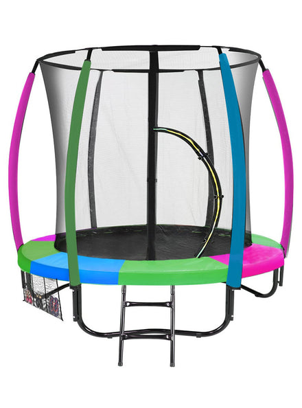 Kahuna classic 6ft round trampoline with rainbow padding and safety net - main image