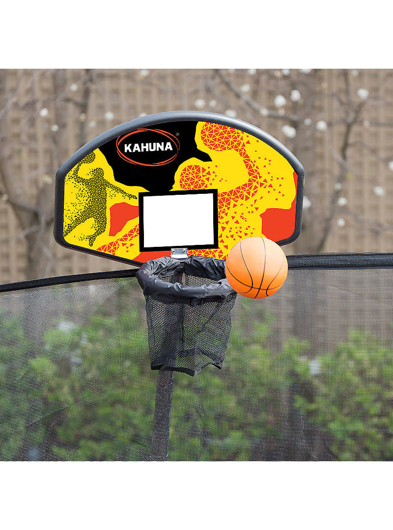 Kahuna classic 6ft round trampoline with rainbow padding, basketball hoop and safety net - hoop image