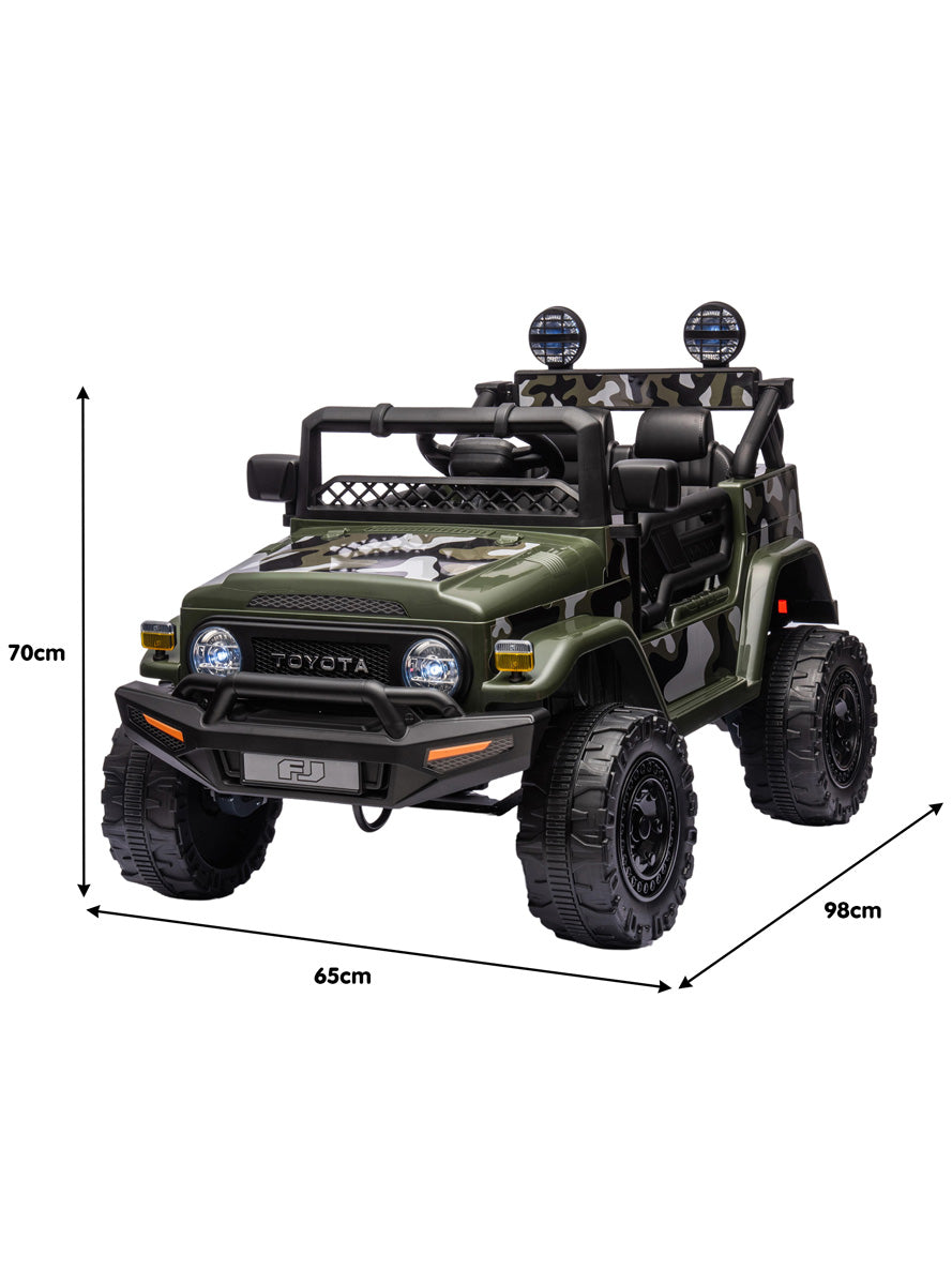 Kids Electric Ride On Car Kahuna Toyota FJ40 Cruiser Green Camo - Dimensions Image
