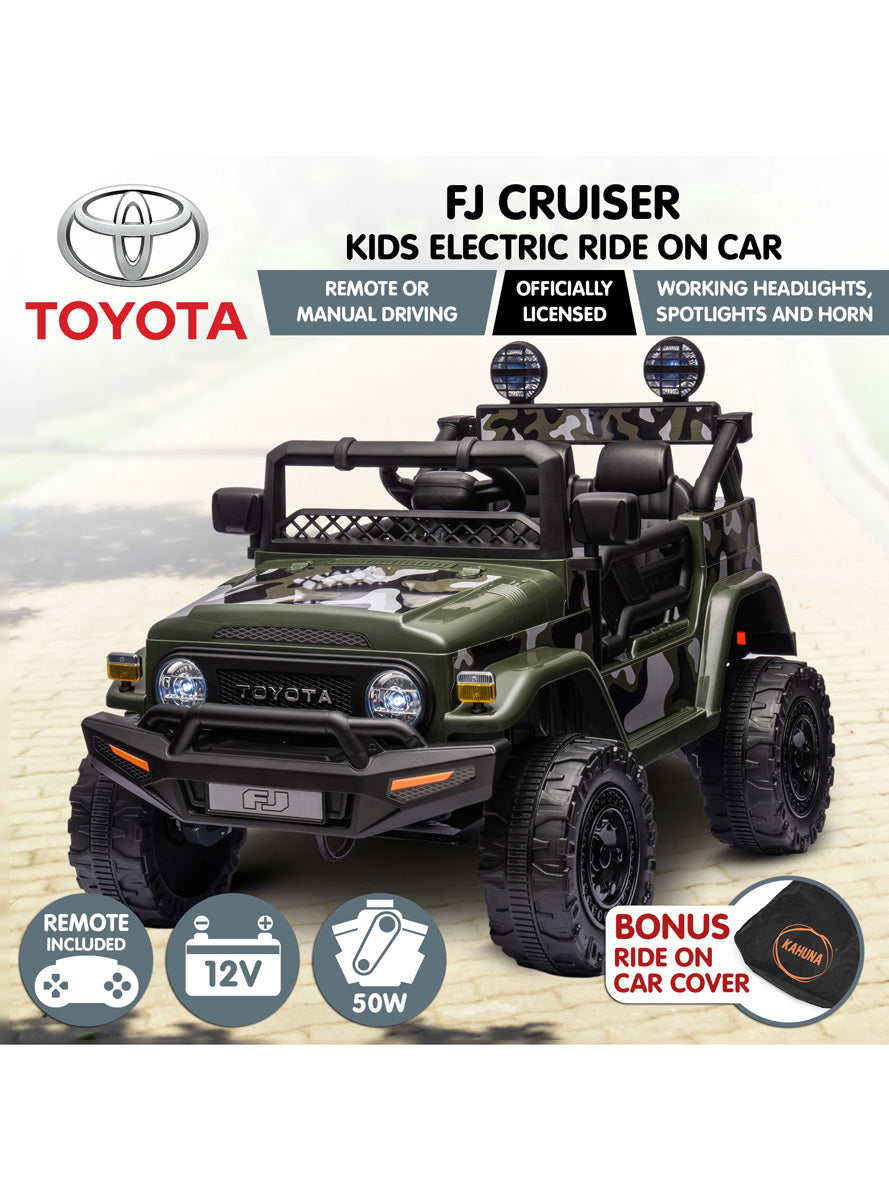 Kids Electric Ride On Car Kahuna Toyota FJ40 Cruiser Green Camo - Info Image 1