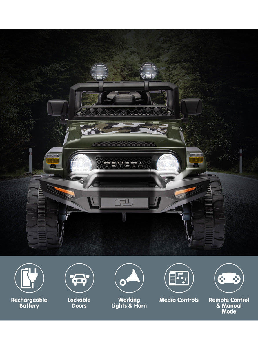 Kids Electric Ride On Car Kahuna Toyota FJ40 Cruiser Green Camo - Info Image 3