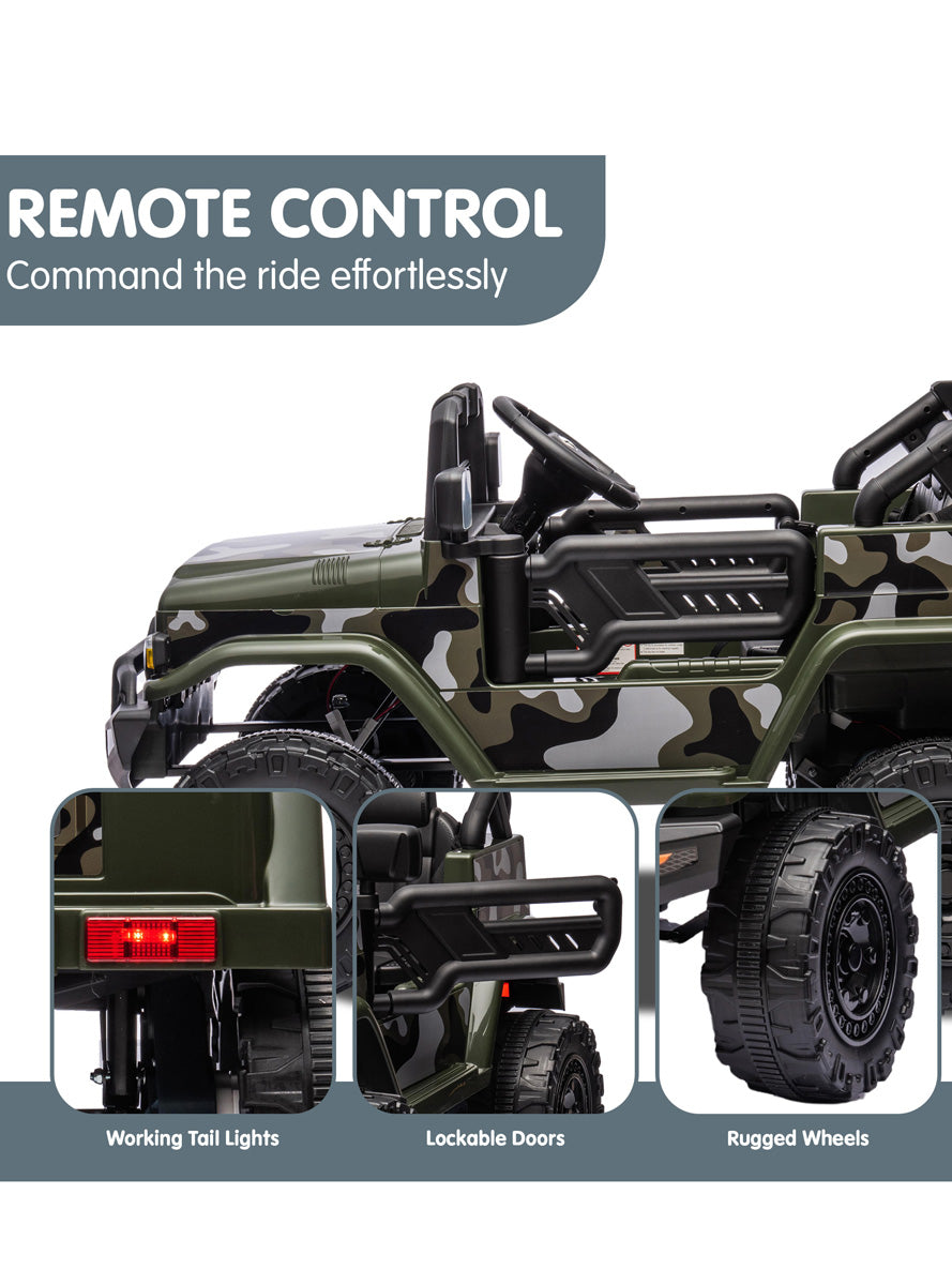 Kids Electric Ride On Car Kahuna Toyota FJ40 Cruiser Green Camo - Info Image 6