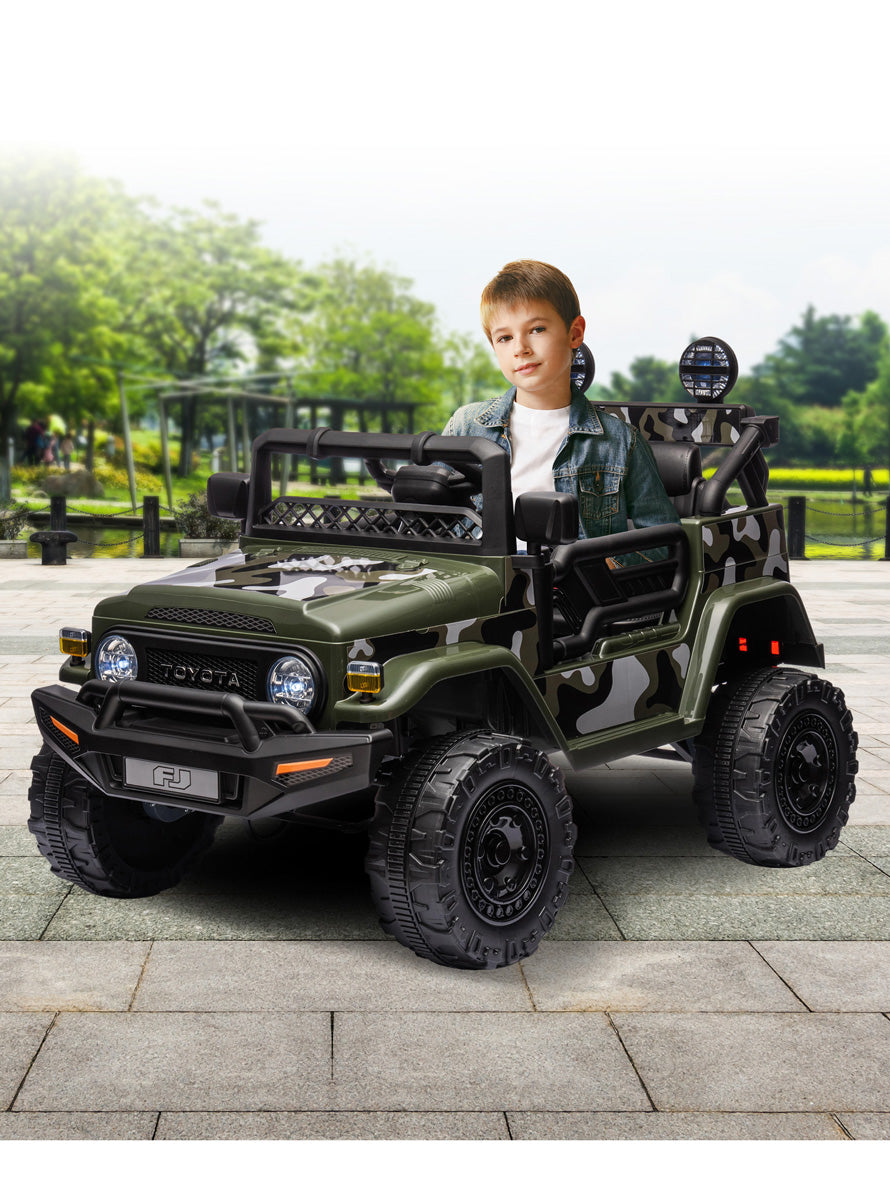 Kids Electric Ride On Car Kahuna Toyota FJ40 Cruiser Green Camo - Lifestyle Image