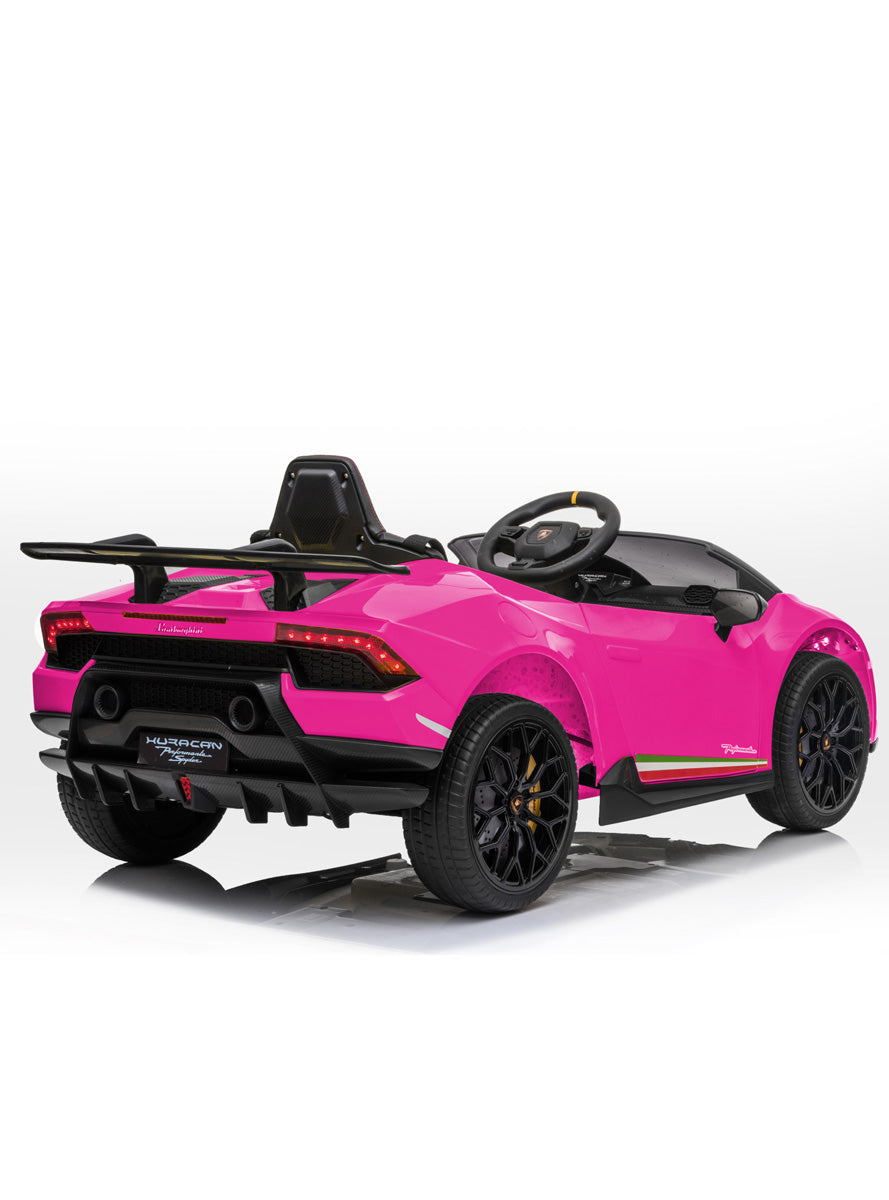Kids Electric Ride On Car Kahuna Lamborghini Performante Hot Pink - Back Image