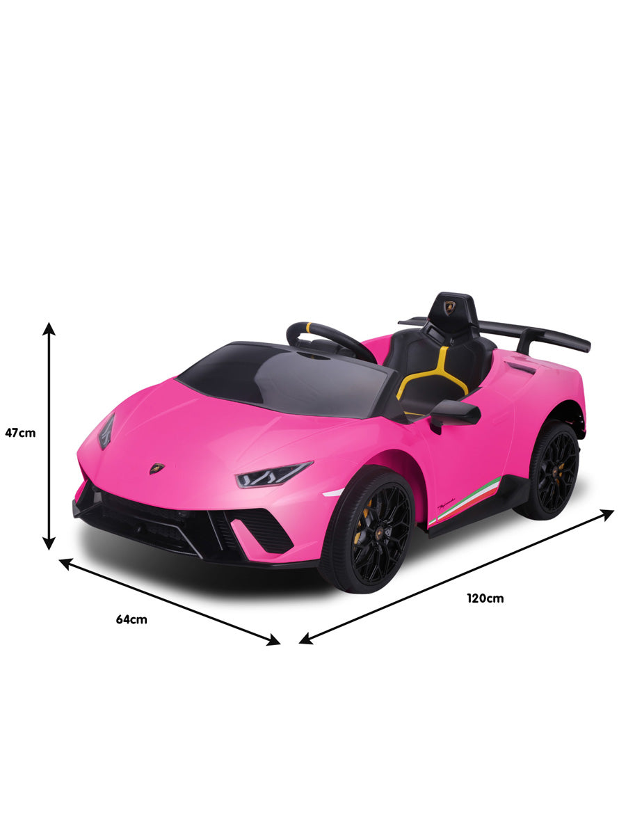 Kids Electric Ride On Car Kahuna Lamborghini Performante Hot Pink - Dimensions Image