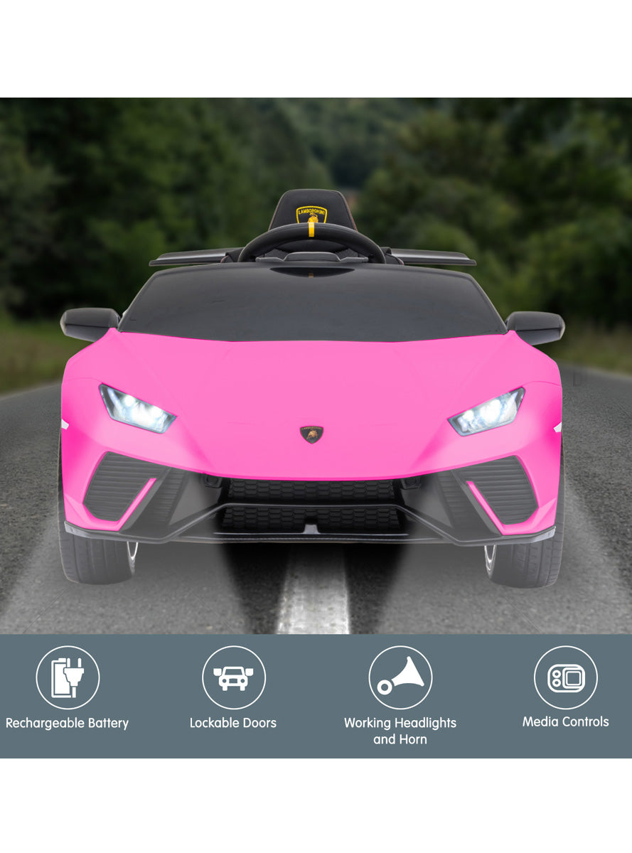 Kids Electric Ride On Car Kahuna Lamborghini Performante Hot Pink - Info Image 1
