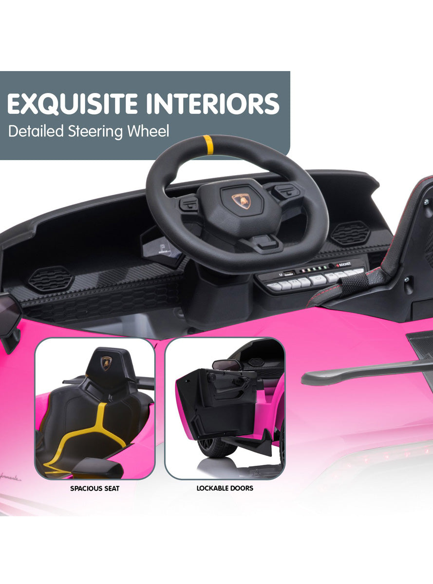 Kids Electric Ride On Car Kahuna Lamborghini Performante Hot Pink - Info Image 2