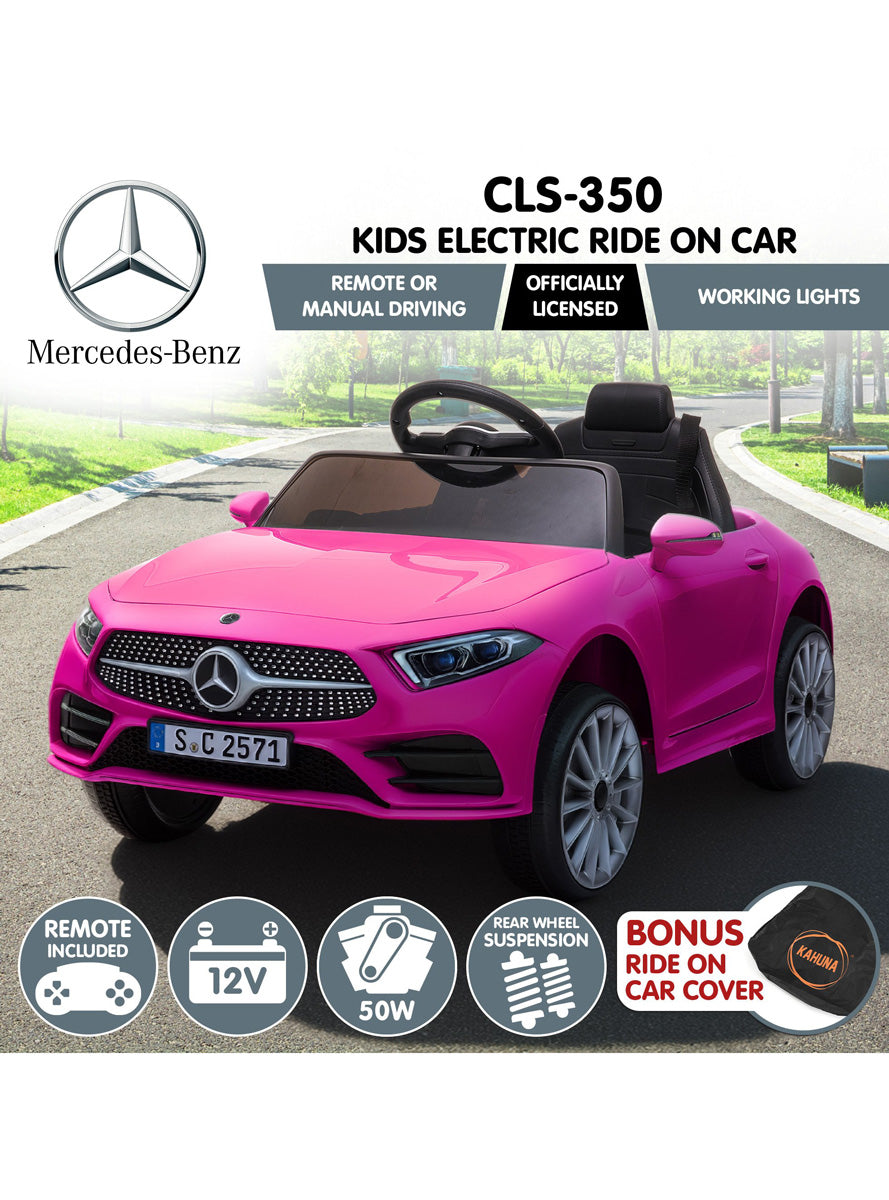 Kids Remote Controlled Electric Ride On Car Kahuna Mercedes Benz CLS 350 Hot Pink - Info Image 1