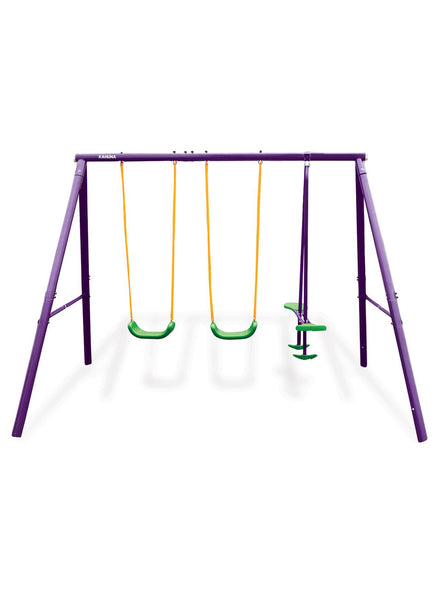 Kahuna kids 4 seater swing set in purple and green - main image