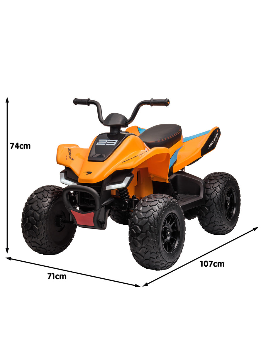 Kids Electric Ride On Quad Bike Kahuna McLaren MCL35 Orange - Dimensions Image