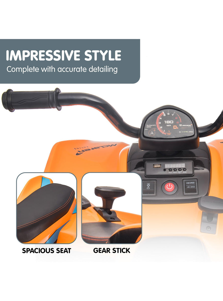 Kids Electric Ride On Quad Bike Kahuna McLaren MCL35 Orange - Info Image 2