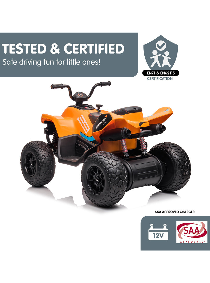 Kids Electric Ride On Quad Bike Kahuna McLaren MCL35 Orange - Info Image 7