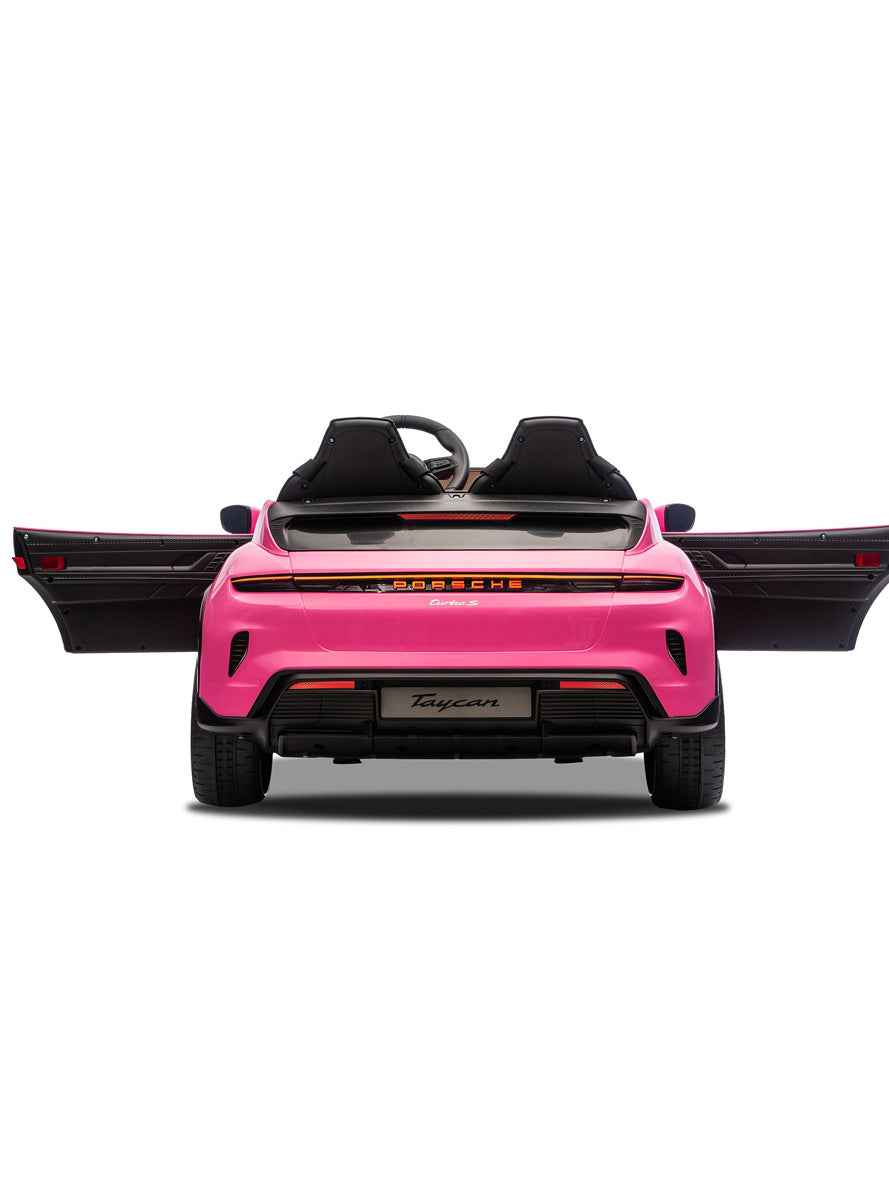 Kids Electric Ride On Car Kahuna Porsche Taycan Turbo S Pink - Back Image