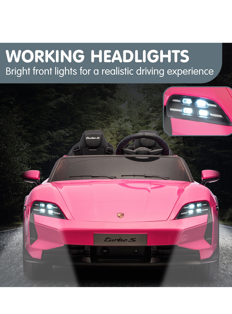 Kids Electric Ride On Car Kahuna Porsche Taycan Turbo S Pink - Info Image 2