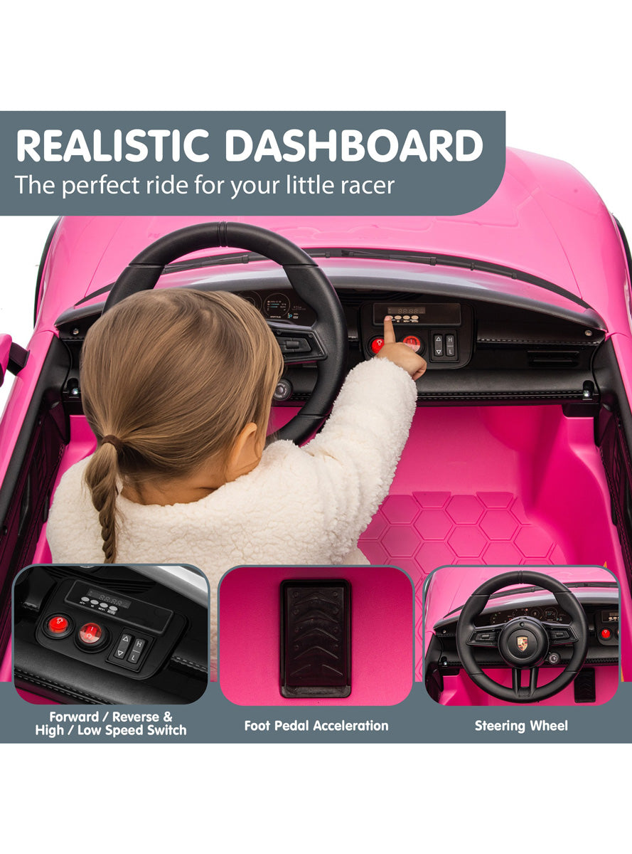 Kids Electric Ride On Car Kahuna Porsche Taycan Turbo S Pink - Info Image 4
