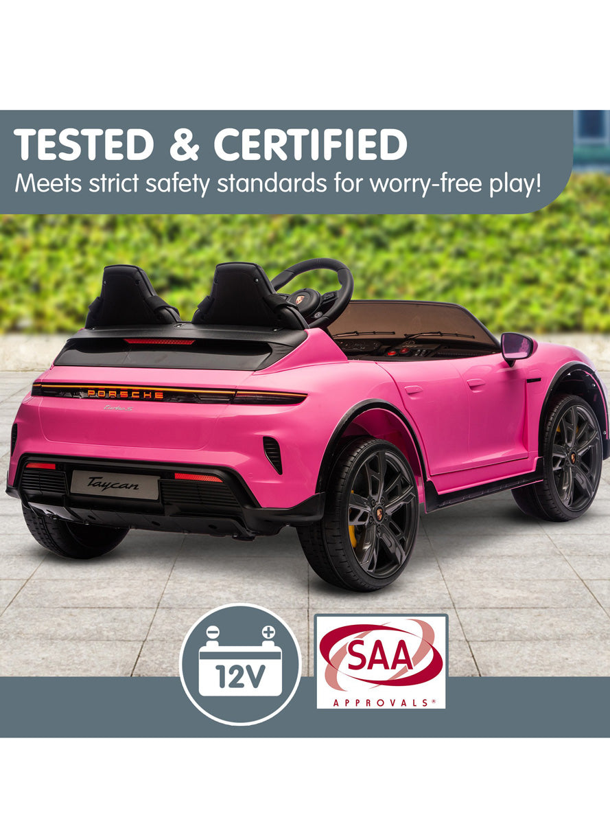 Kids Electric Ride On Car Kahuna Porsche Taycan Turbo S Pink - Info Image 6