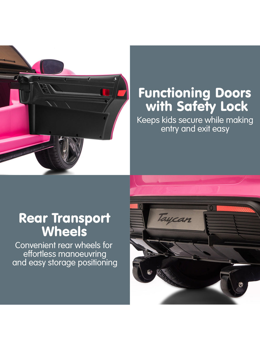 Kids Electric Ride On Car Kahuna Porsche Taycan Turbo S Pink - Info Image 7