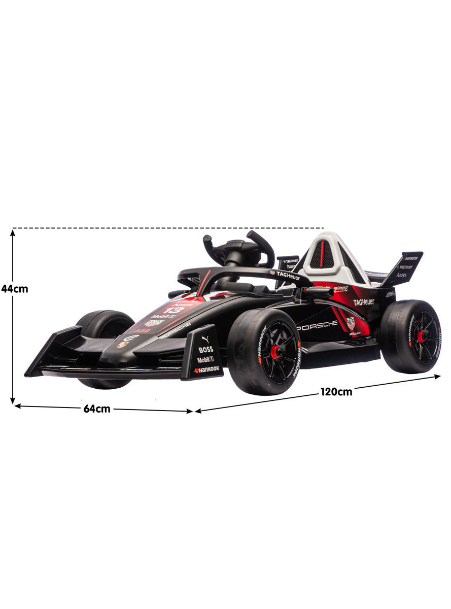 Kids Electric Ride On Car Kahuna Porsche Formula E Red with Remote Control - Dimensions Image