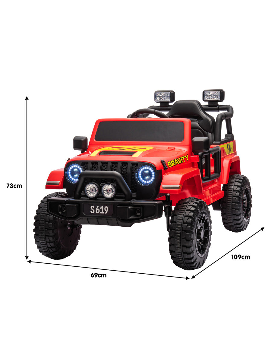 Kids Electric Ride On Car Kahuna S619 Gravity Red - Dimensions Image