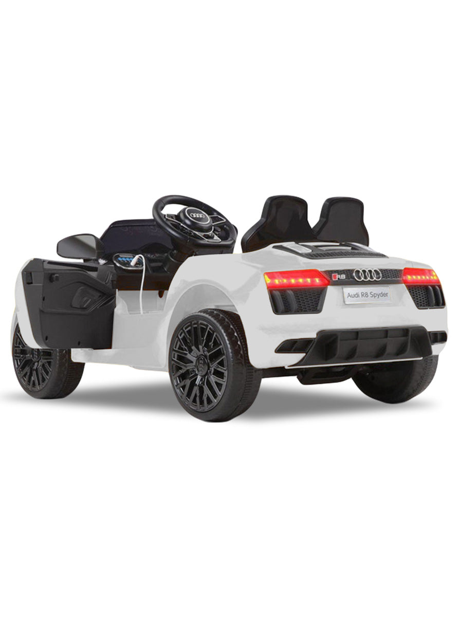 Kids Electric Ride On Car Kahuna Audi R8 Spyder White - Door Open Image