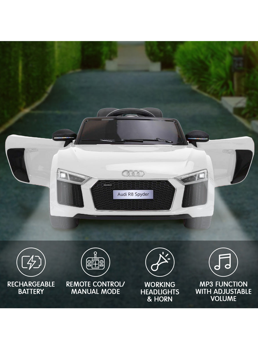 Kids Electric Ride On Car Kahuna Audi R8 Spyder White - Info Image 1