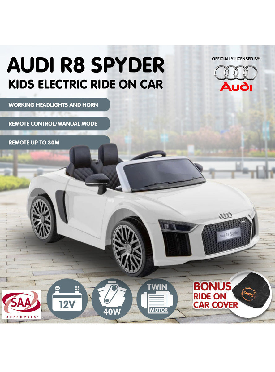Kids Electric Ride On Car Kahuna Audi R8 Spyder White - Info Image 4