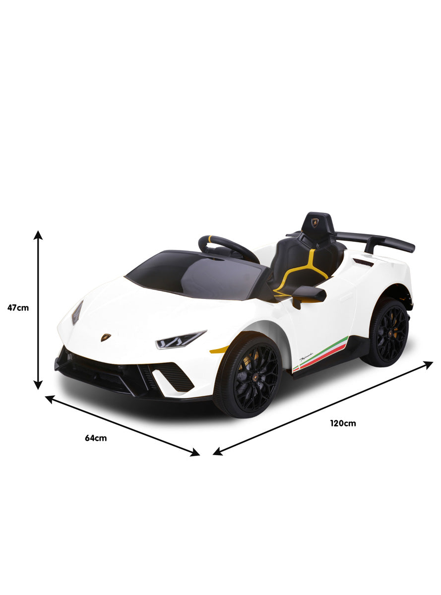 Kids Electric Ride On Car Kahuna Lamborghini Performante White - Dimensions Image