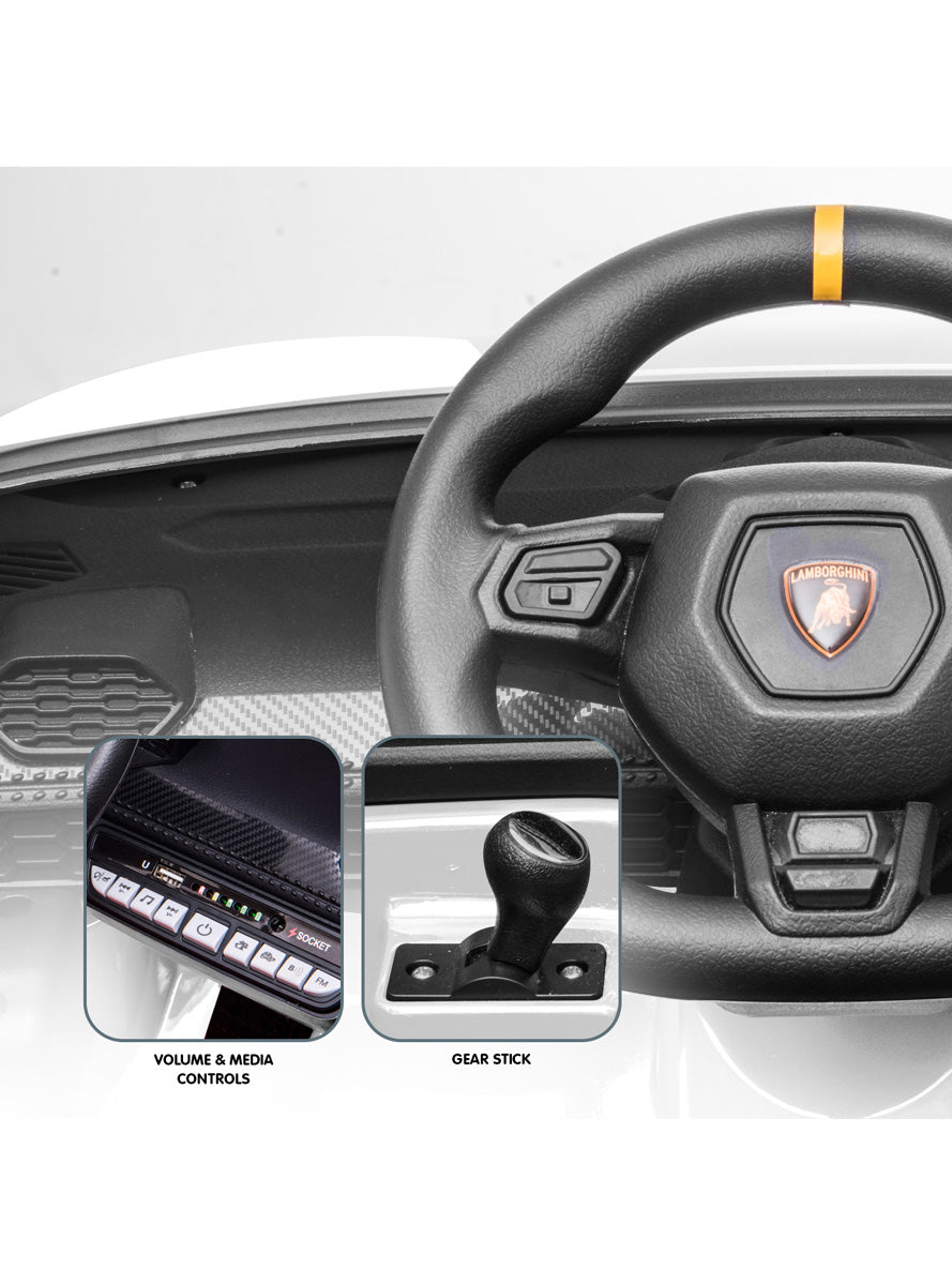 Kids Electric Ride On Car Kahuna Lamborghini Performante White - Info Image 3