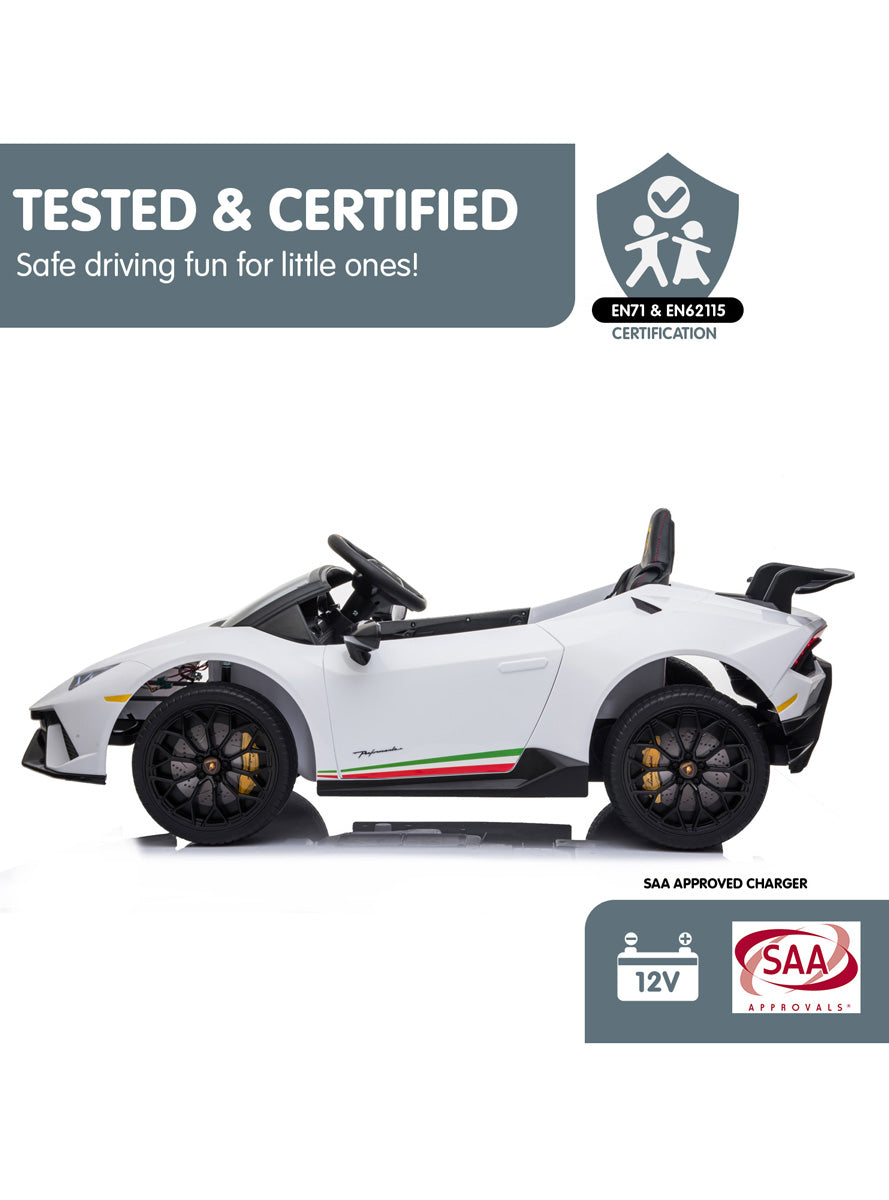 Kids Electric Ride On Car Kahuna Lamborghini Performante White - Info Image 5
