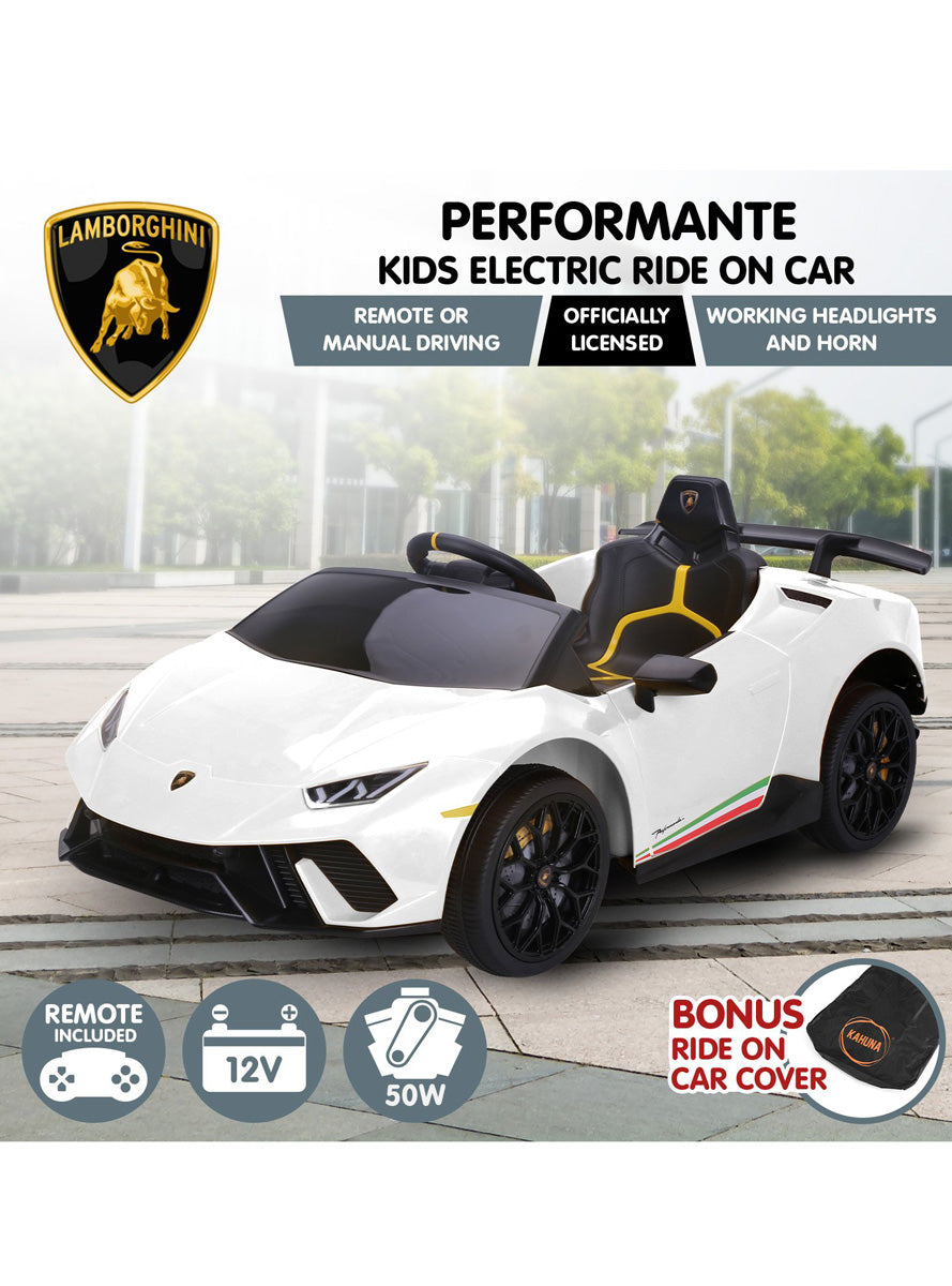 Kids Electric Ride On Car Kahuna Lamborghini Performante White - Info Image 8