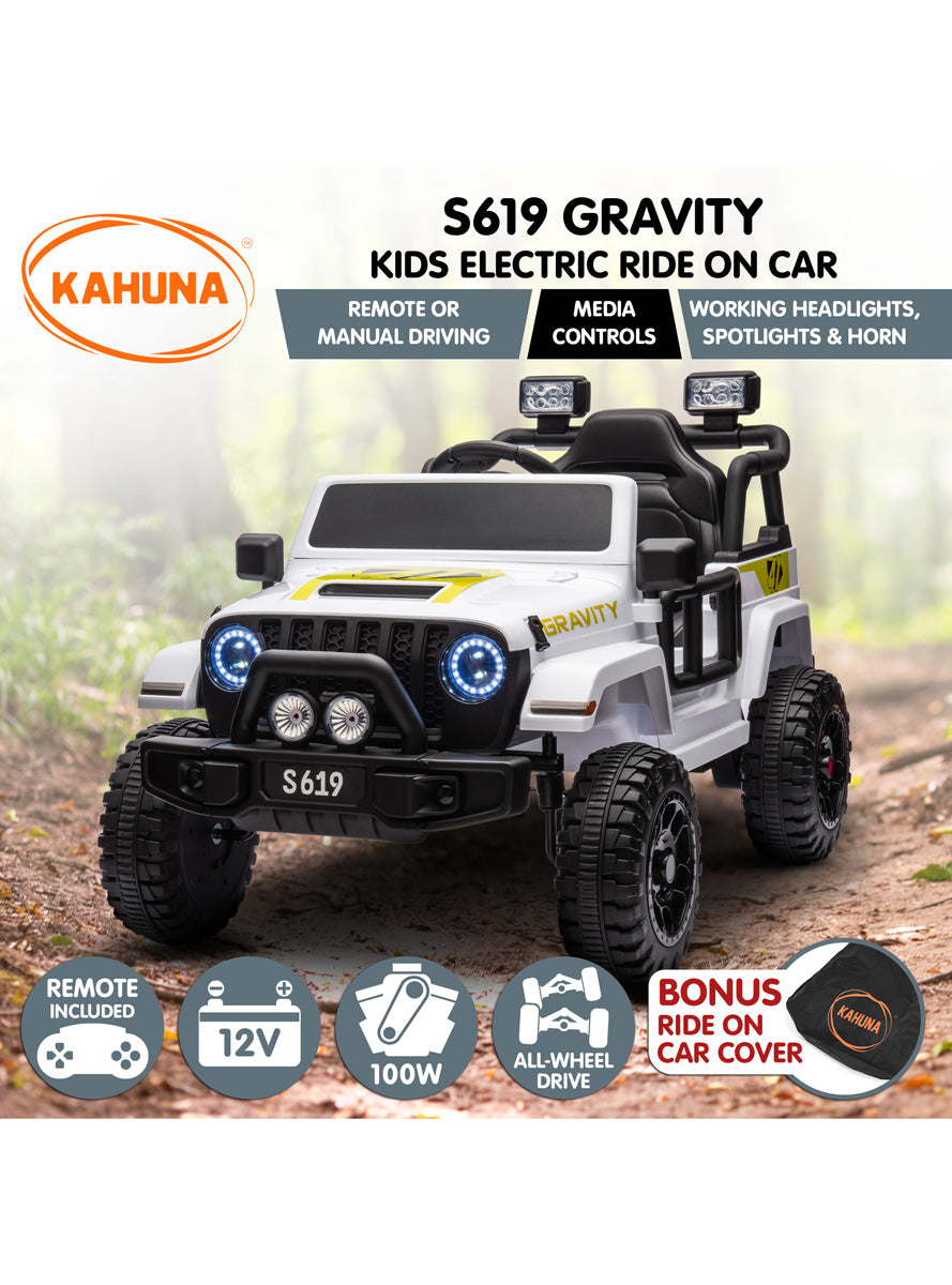 Kids Electric Ride On Car Kahuna S619 Gravity White - Info Image 1