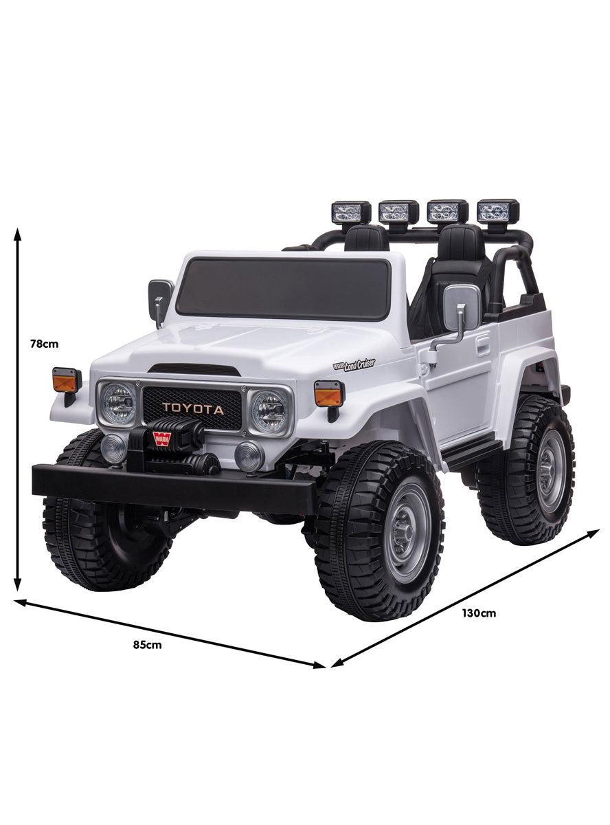 Kids Electric Ride On Car Kahuna Toyota FJ40 Cruiser White - Dimensions Image