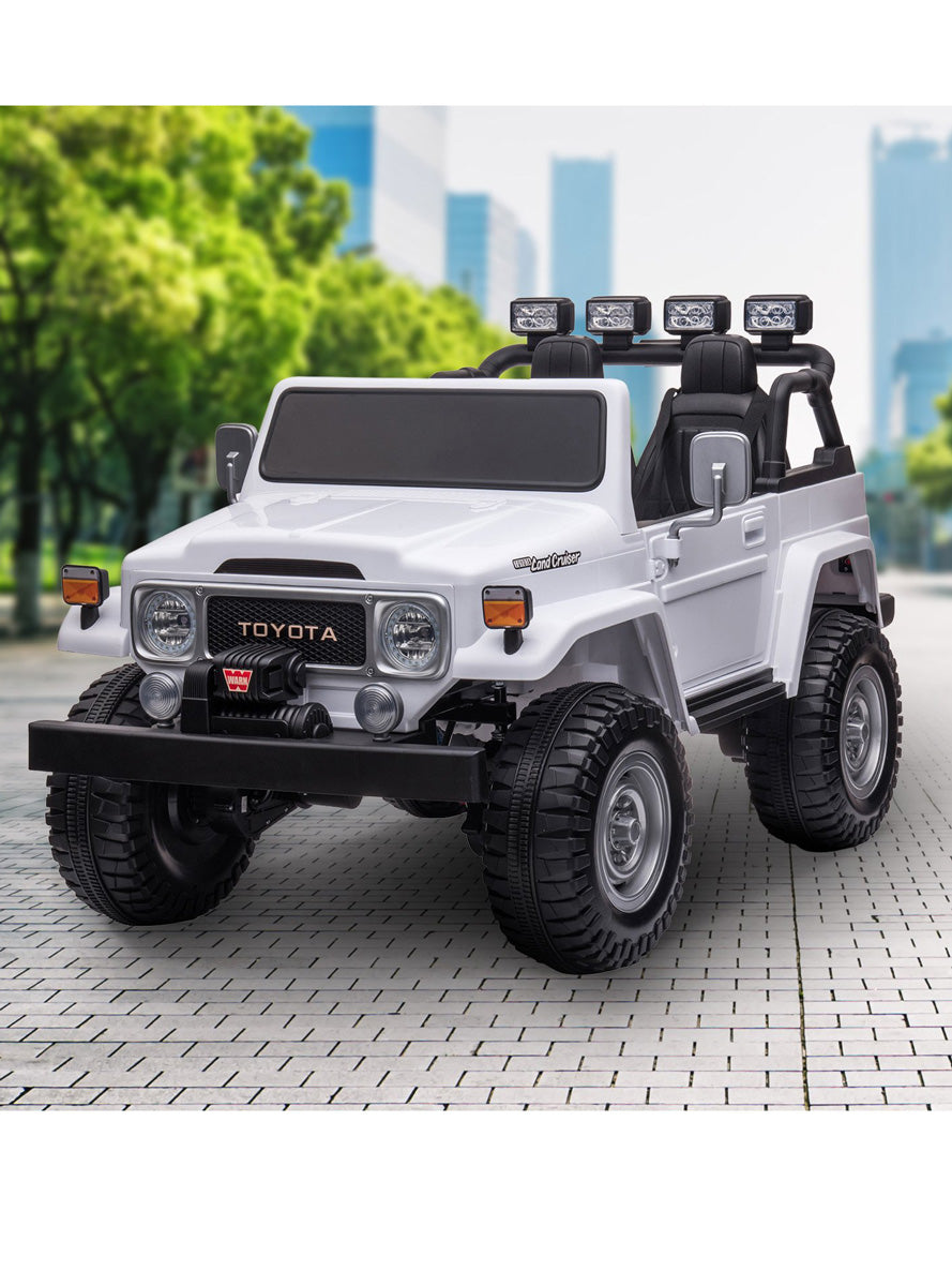 Kids Electric Ride On Car Kahuna Toyota FJ40 Cruiser White - Lifestyle Image
