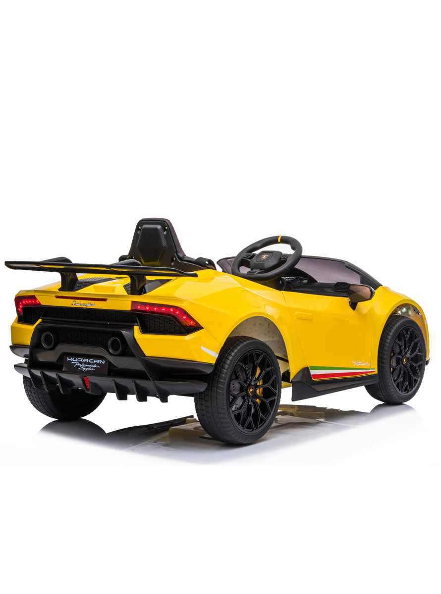 Kids Electric Ride On Car Kahuna Lamborghini Performante Yellow - Back Image
