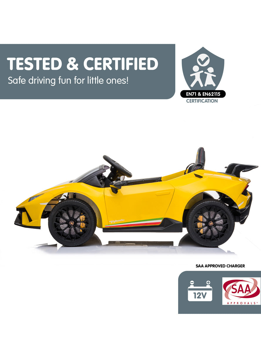Kids Electric Ride On Car Kahuna Lamborghini Performante Yellow - Info Image 4