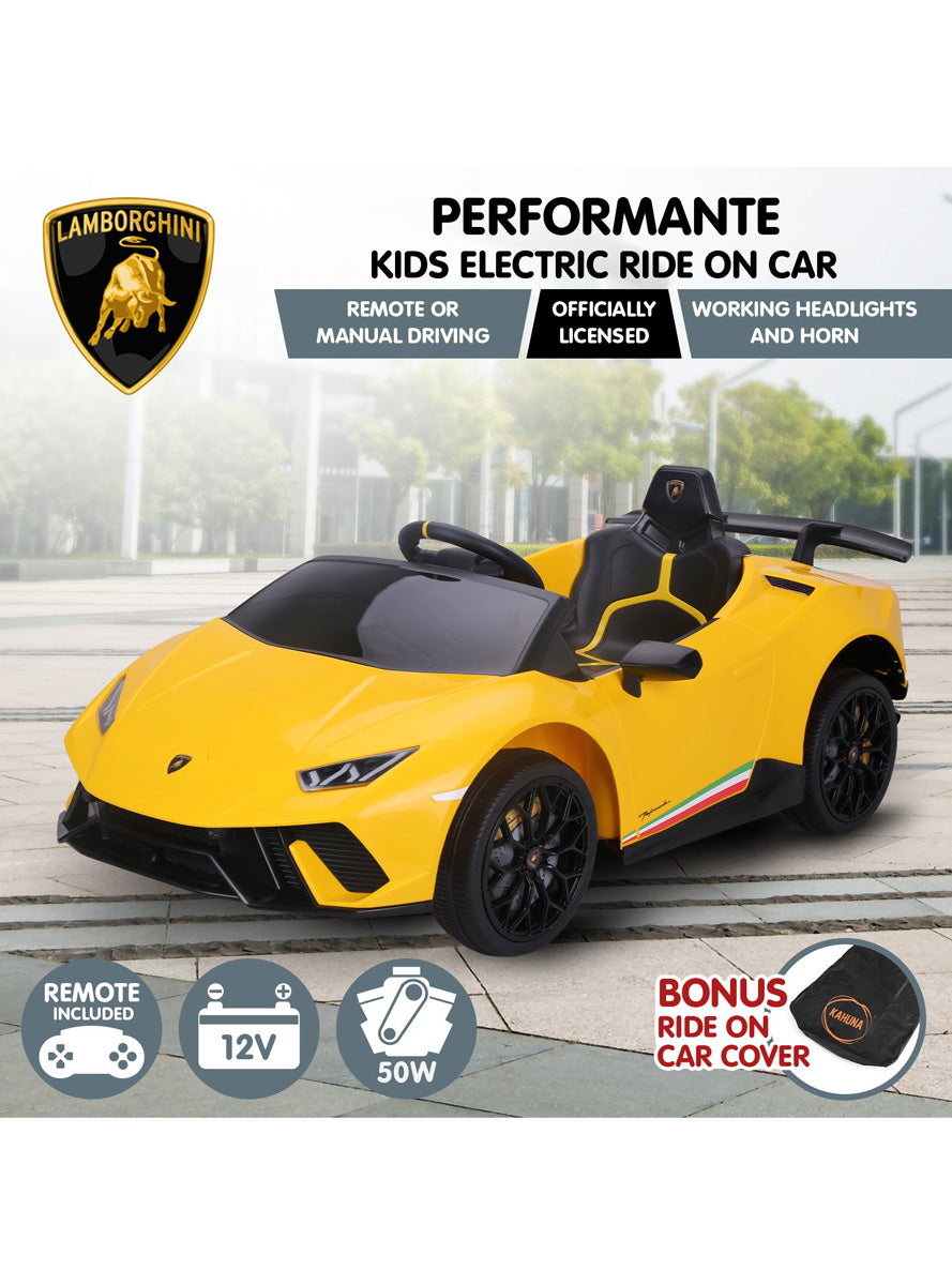 Kids Electric Ride On Car Kahuna Lamborghini Performante Yellow - Info Image 7