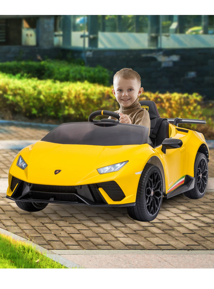 Kids Electric Ride On Car Kahuna Lamborghini Performante Yellow - Lifestyle Image 2