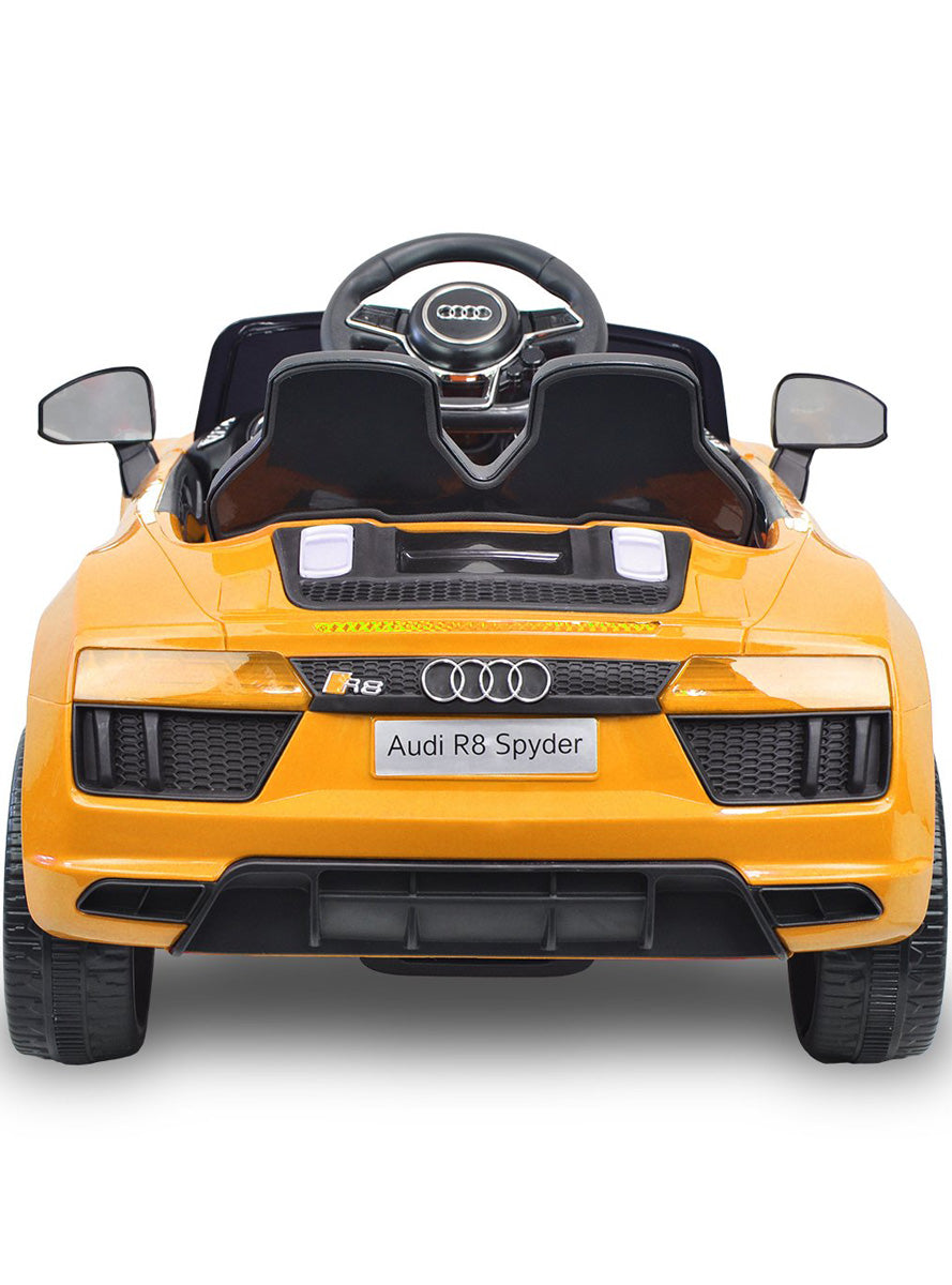 Kids Electric Ride On Car Kahuna Audi R8 Spyder Licensed Yellow - Back Image