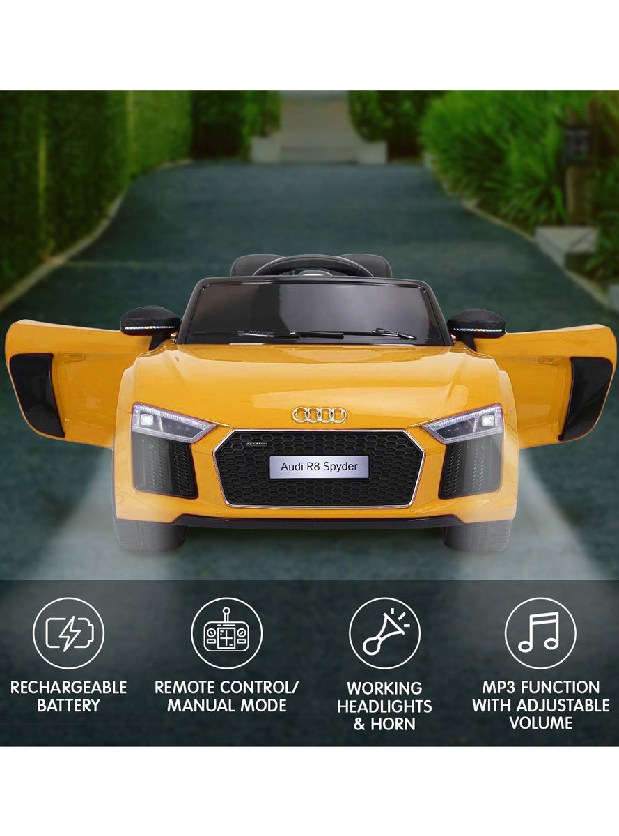 Kids Electric Ride On Car Kahuna Audi R8 Spyder Licensed Yellow - Info Image 1