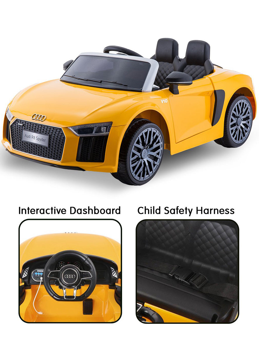 Kids Electric Ride On Car Kahuna Audi R8 Spyder Licensed Yellow - Info Image 2