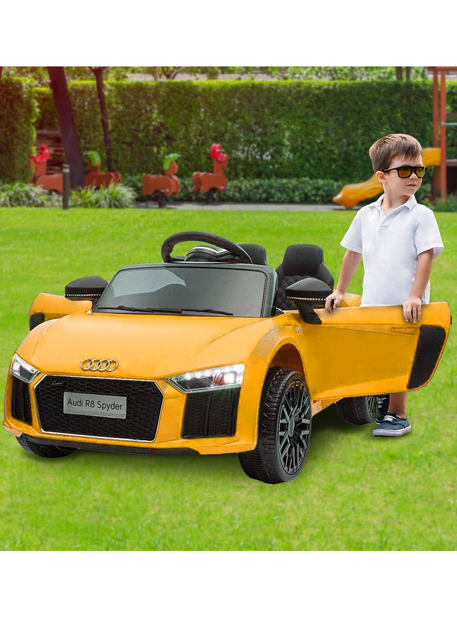 Kids Electric Ride On Car Kahuna Audi R8 Spyder Licensed Yellow - Lifestyle Image