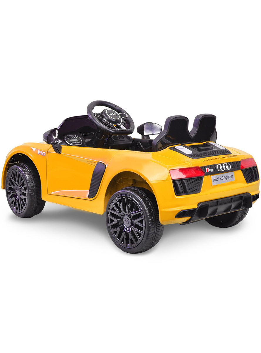 Kids Electric Ride On Car Kahuna Audi R8 Spyder Licensed Yellow - Side Image